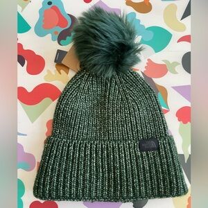 The North Face Forest Green Pom-Pom Beanie